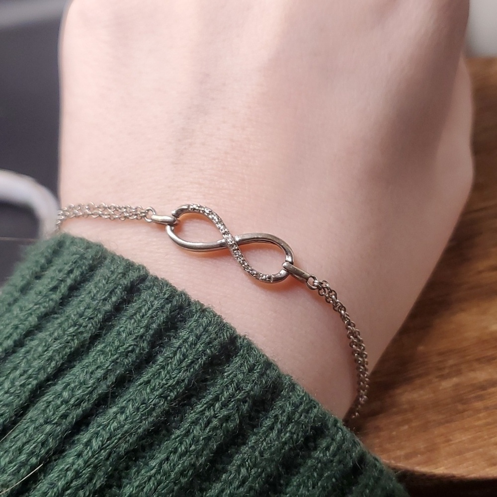 Jwbr jewelers diamond and sterling bracelet 925 peace symbol dainty N1209